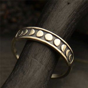 Bandringen retro ring creatief totale maan eclipse vinger ring moon ring mode persoonlijkheid unieke ring sieraden cadeau trouwring set aa230306