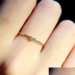 Bandringen Ring voor vrouwen Klein hart Dunne knokkelringen Lichtgeel Goud Kleur Dagelijks Mode-sieraden Kar173 Drop Delivery Dhgarden Otylx