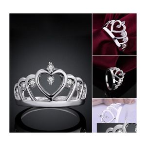 Bandringen Ring Wedding Ghole Diamond mode Kostuum sieraden 925 Sterling Sier Women Masonic Crown Drop Delivery Dhguc