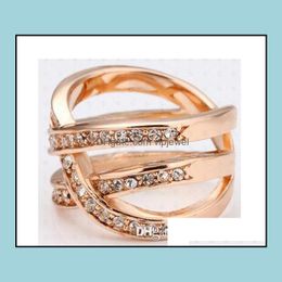 Anillos de banda Anillos Beautifly Rose Gold Bands Vestido 18K Diamante Compromiso Sier Moda Masónica Entrega de gota 2021 Joyería Vipjewel Dhq9H