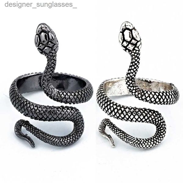 Anneaux de bande anneaux pour hommes femmes punk goth anneau de serpent exagéré noir plaqué gothique ajusté cadeau bijoux femme joelryl231222