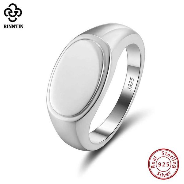 Anneaux de bande Rintin 925 Silver Silver Oval Ring Mens Classic Simple Ordinary Weddinar Declaration Promed Bijoux NMR06 Q240429