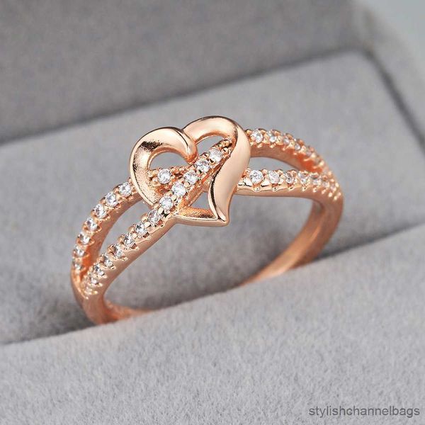 Anneaux de bande romantique infini coeur amour anneaux pour femmes mariage fiançailles Couple anneaux cristal Zircon bijoux de mode DZR026