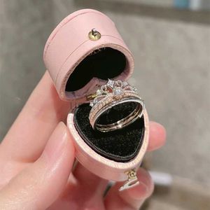 Anillos de banda Anillos de princesa románticos para mujer Clásico 2 en 1 Anillos de corona ajustables para el regalo del día de San Valentín Accesorios de joyería de boda J230531