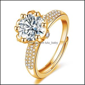 Anillos de banda Rose Gold Sier Ajustable para mujeres Mano Sosteniendo Flor Lady Día de San Valentín Regalo Joyería Cubic Zirconia Dedo Ri Lulubaby DHT5L