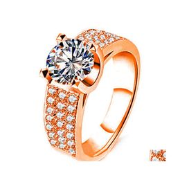 Bandringen Rose Gold Sier voor mannen Women Point FL Diamond 3 rij ronde cirkel ring moissaniet drop levering sieraden dhvlg