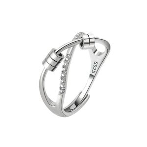 Bandringen S925 Sier Anti Anxiety Band -ringen voor vrouwen Fidget Spinner Ring Verstelbare stapel Spinning zorgen Druppel levering sieraden DHM0Q