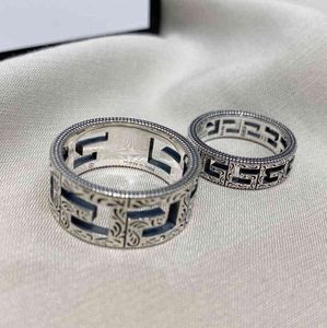 Bandringen S925 Silver Hollow Out paar ring breed gepersonaliseerd paar voor vriendin exclusief ontwerp juweel exclusieve Salexose
