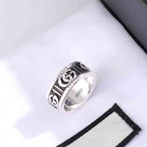 Bandringen S925 Silver Ring Fashion Personaliteit Paar Valentijnsdag Gift to Girlfriend Exclusive Design Jewel Exclusive Saleyr7W