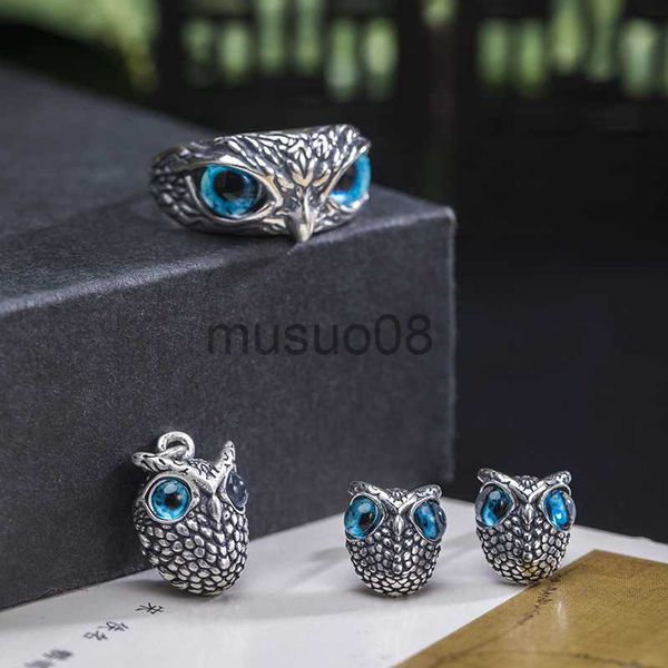 Anneaux de bande S925 STERLING Silver European Jewelry Femme Ins Tide Owl Ring Live Thai Silver Bird Boucles d'oreilles Design Pendant Fine Jewelry J230817