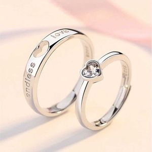 Bandringen Sterling Zilver One Heart Love You Couple Ring voor mannen en vrouwen Eenvoudig en modieus Valentijnsdag voorstel Bijpassende ring voor mannen en vrouwen Rf