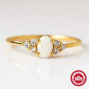 Bandringen S925 Sterling Silver Opal Ring Modieuze en minimalistische Instagram Diamond Womens Wedding Ring 1uf7