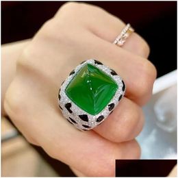 Bandringen saffier aanmatigende rode diamant luipaard grote suikertoren smaragd 17 ct luxe fl stone open ring voor man drop levering dhsxv