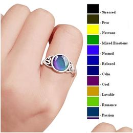 Band Ringen Selling 925 Sier Mix Size Mood Ring Verandert van kleur naar uw temperatuur Onthul innerlijke emotie Vinger Sieraden Bk Drop Delivery Dhijr