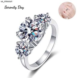 Bandringen Sereniteit Dag 925 Sterling Silver 3 Moissanite Ring D Kleur VVS Diamant platina Geplaatste fijne sieraden voor vrouwen Wedding Gift J230522
