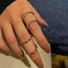 Bandringen Shanghai Zhihua Geometrisch onregelmatig eenvoudig Cutting Open Ring Design European Fashion Retro High Jewelry Girl Gift Q240427
