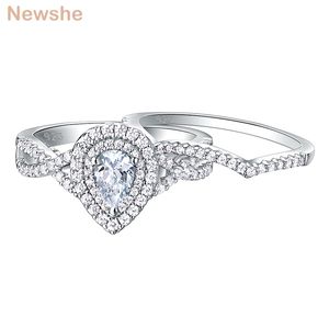 Bandringen She 2 PCS 925 Sterling Silver Wedding Rings For Women Engagement Ring Sets 1.7CT PEAD VANMEN