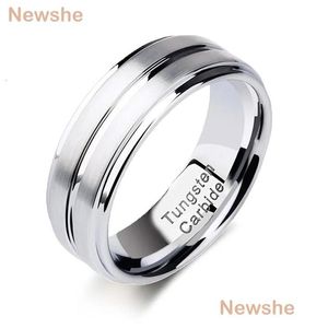 Bands Bands She Tungsten Carbide pour hommes Ring Groove Ring 8 mm MENS MARIAGE BIELLOGE CADEU