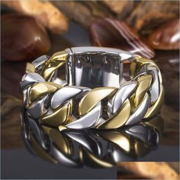 Bandringen Sier Gold Contrast Color Chain Ring Hip Hop Women Men Band ringen mode sieraden cadeau drop levering Dh4vo