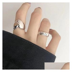 Bagues de bande Sier Love Heart Largeur pour femmes Couples Creative Trendy Anniversaire Bijoux Cadeaux Prévenir l'allergie Drop Livraison Bague Dhvne