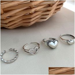 Bandringen Sier Retro Liefde Hart Holle Open Ring Vrouwelijke Ins Trend Zoet Y Elegant Handgemaakt Hiphop Mode Drop Levering Sieraden Dhen8