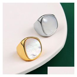 Bandringen Sier Ring For Women Trend Elegant Creative Vintage Geometric White Shell Party Juwelen Verjaardagsgeschenken Drop Lever Dhgarden DHBQZ