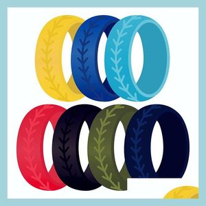 Bandringen Sile trouwring met gegraveerd patroon 8mm flexibele rubberen ringen voor mannen dames sport gym outdoor set van 7 druppel levering dhtp4