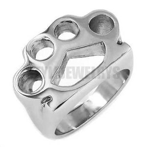 Bandringen Zilver Kleur Knokkels Bokshandschoen Ring Roestvrij Stalen Sieraden Mode Motor Biker Mannen Vrouwen Ring Groothandel SWR0416A Q240402