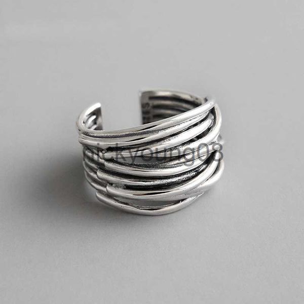 Anneaux de bande couleur argent Vintage couches femmes anneaux ouverts réglables grandes chaînes anneaux irréguliers pour femmes hommes fête bijoux cadeau x0625