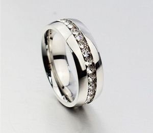 Bands Bands Silver Diamond Wedding For Women Men Anneau de fiançailles en acier inoxydable anel