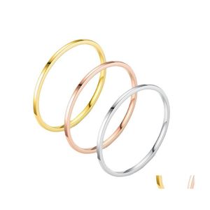 Bandringen eenvoudige 1 mm dun roestvrijstalen paar ring voor dames heren mode klassieke minnaar vinger sieraden verjaardagscadeaus Drop dhep9