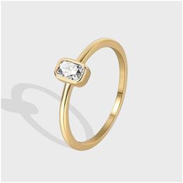 Bandringen Eenvoudig ontwerp Vierkant Zirkoon Gouden Ring Dames Bruiloft Verlovingscadeau Drop Delivery Dhvxm