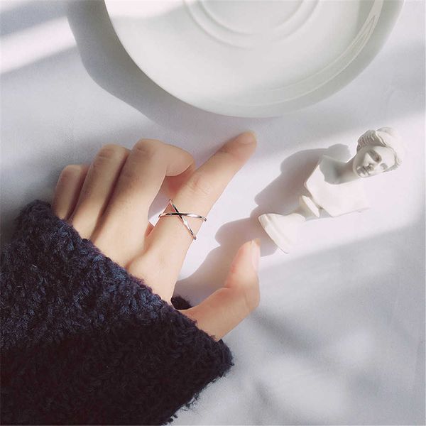 Anneaux de bande Conception Simple Xcross anneau ouvert pour les femmes élégant tridimensionnel réglable anneaux multicouche fête bijoux de mariage A925 AA230417