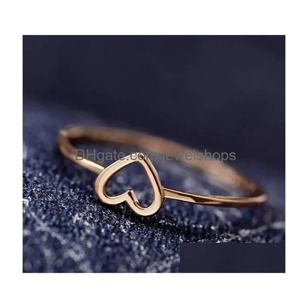 Anneaux De Bande Coeur Simple Pour Les Femmes Couple Promise Infinity Eternity Love Jewelry 2 Couleurs Drop Delivery Ring Dh5Cw