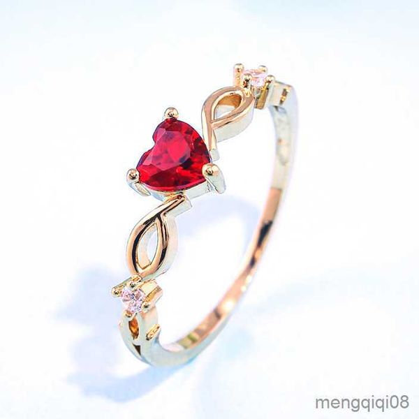 Anneaux de bande Simple coeur anneau pour femmes femme mignon doigt romantique cadeau d'anniversaire petite amie mode Zircon bijoux