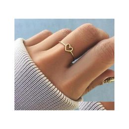 Bandringen Eenvoudig hol hart voor vrouwen Paar bruiloftbelofte Infinity Eeuwigheid Liefde sieraden Groothandel 2 kleuren Drop levering ot1qr