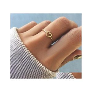 Bandringen Eenvoudig hol hart voor vrouwen Paar bruiloftbelofte Infinity Eeuwigheid Liefde sieraden Groothandel 2 kleuren Drop levering ot1qr