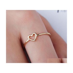 Bandringen Eenvoudig hol hart voor vrouwen Paar bruiloftbelofte Infinity Eeuwigheid Liefde sieraden Drop levering ot6mt