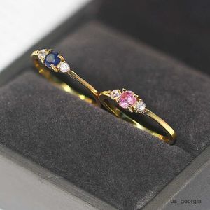 Anneaux de bande minces anneaux délicats de mariage pour les femmes délicat zircon cubique couleur or clair proposition doigt cadeau bijoux de mode
