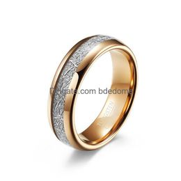 Band Ringen Glad Rose Goud Tungsten Stalen Ring Ijs Zijde Voor Mannen Vrouwen Mode Fijne Sieraden Drop Levering Dhnci