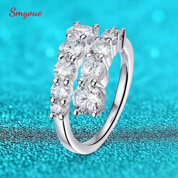 Anneaux de bande Smyoue 10 Gem All Molybdenum Silicone Ring pour les femmes Sparklflawless Lab Créer une bague de mariage en diamant S925 Sterlsilver Jewelry J240508