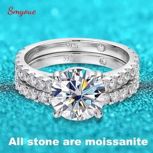 Bandringen Smyoue 18K PLATED 0.6-4.2CT Alle Mullite Ring Geschikt voor Dames Sparkly Luxury Wedding Diamond Band 925 Sterlsilver Jewelry GRA J240508