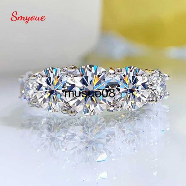 Bagues Smyoue Plaqué 18k 3.6CT Toutes les bagues Moissanite pour femmes 5 pierres Bande de mariage en diamant étincelant S925 Bijoux en argent sterling GRA J230602