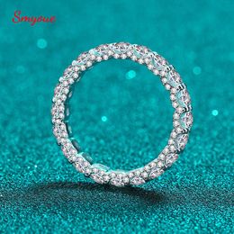 Bagues Smyoue 21CT Plaqué Or Blanc Moissanite Bagues pour Femmes 100 925 Argent Sterling Full Enternity Diamond Band Bague De Mariage GRA Z0327