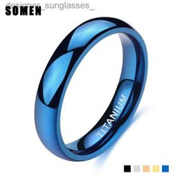 Bandringen Somen 4 mm blauwe mannen trouwring titanium ringen verlovingsringen voor vrouwen nooit vervagen hoog gepolijste ringen voor feest dropshipping 231222