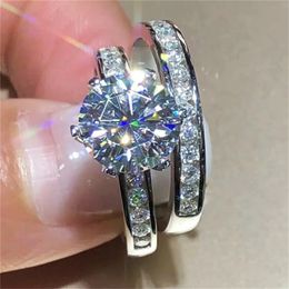 Anneaux de bande Sparkling Lovers Lab Diamond Dinger Ring Sets 925 Sterling Party Maridage Band Rings For Women Men Engagement Bijoux Cadeau