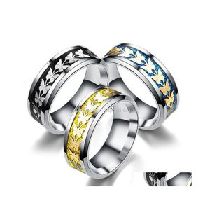 Bandringen roestvrijstalen vlinder blauw goud pailletten band ring mode sieraden voor vrouwen cadeau drop levering dha76