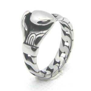 Band Ringen Rvs Cubaanse Ketting Bokshandschoen Ring Man Power Punk Ringen Sieraden Maat 7-13 240125