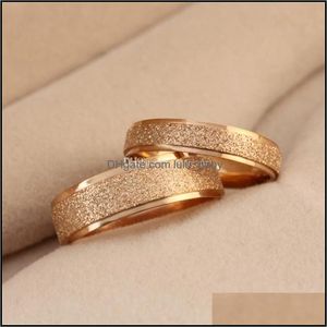 Bandringen roestvrij staal DL Poolse ring Rose Gold Engagement Wedding Women Men Rings Fashion Jewelry Drop Delivery Dh8dx