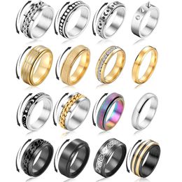 Bandringen roestvrij staal fidget voor angst mannen bruiloften beloven met cool gedeeltelijk spinner set ring vrouwen maat 611 drop levering munmor